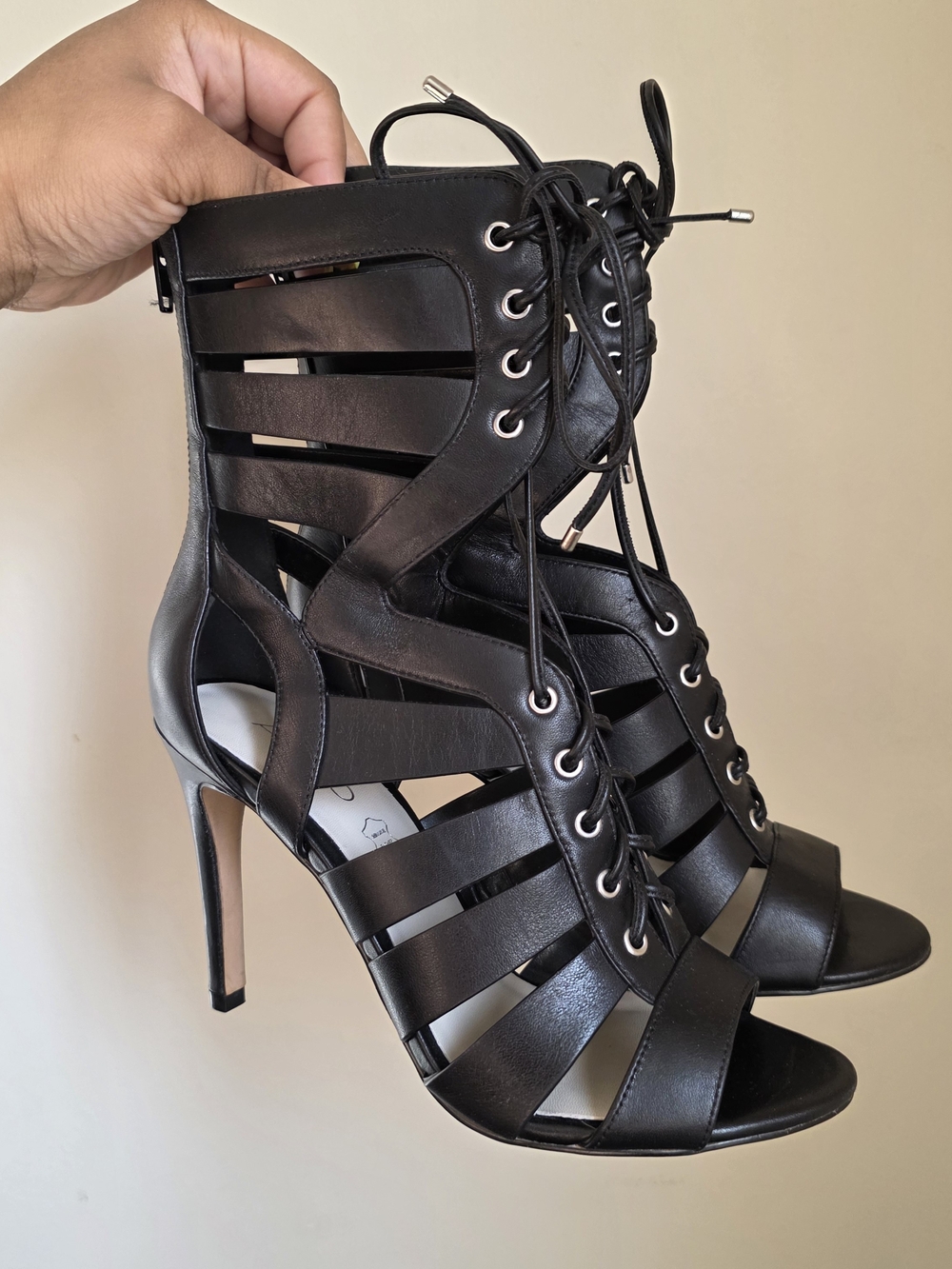 Aldo Black Strappy Lace-Up High Heel Sandals